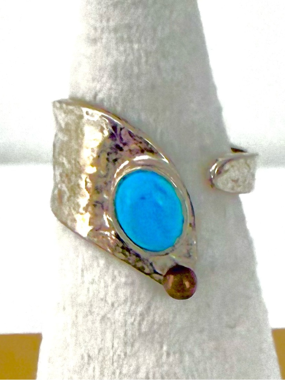 YS Gems 925 Sterling Silver Blue Purple Stone Hammered Ring Adjustable Size 9.5